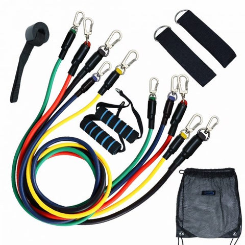 11 PIECES POWER RESISTANCES BAND WITH BELT HOME EXERCISE/WORKOUT FOR MALE AND FEMALE | HIGH QUALITY